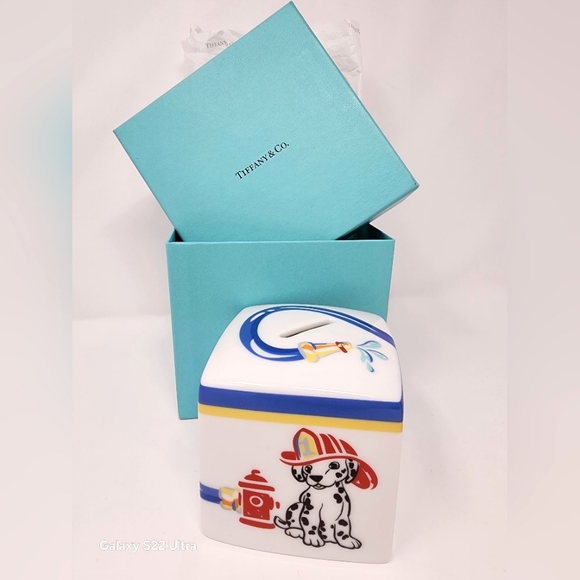 Tiffany Japan Exclusive 2005 Ceramic Dalmatian Bank with Box
